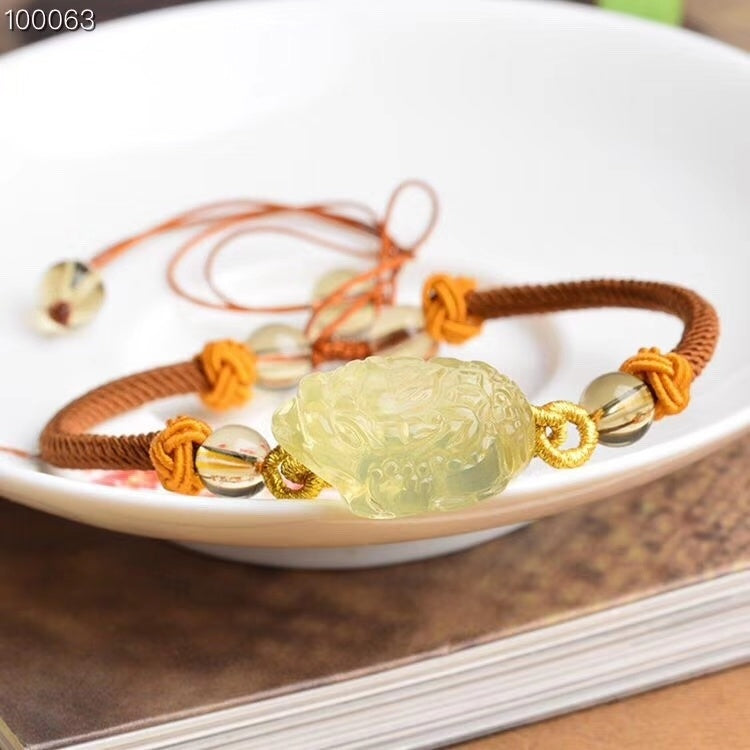 Lucky natural yellow crystal golden toad bracelet couple bracelet zodiac year fortune fortune bracelet men and women gift