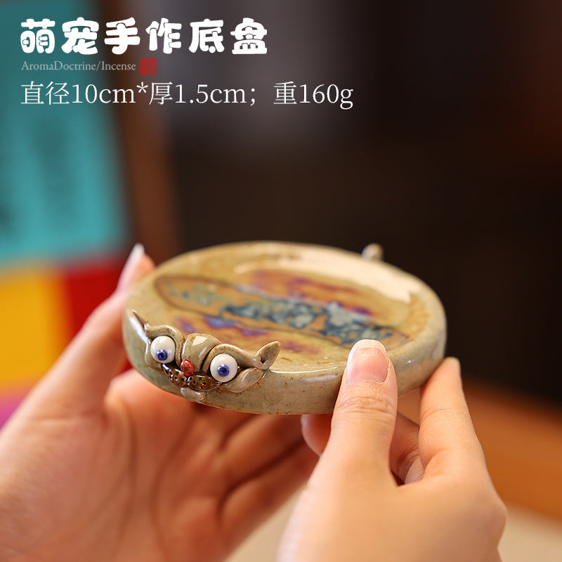 Jingdezhen Porcelain Incense Burner for Home Indoor Use, Creative Handmade Incense Base for Line Incense, Cute Decorative Item for Downward Smoke Incense Burner