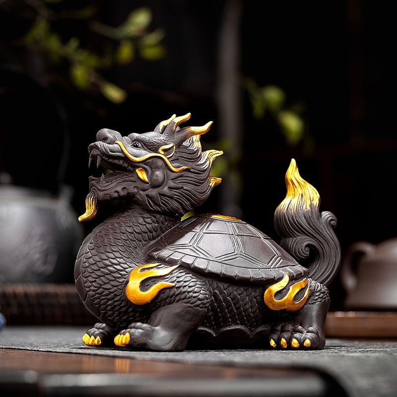 Purple sand tea pet ornaments can be used for home use to attract wealth, dragon turtle, pixiu, golden toad, office tea toys, fine tea ceremony accessories