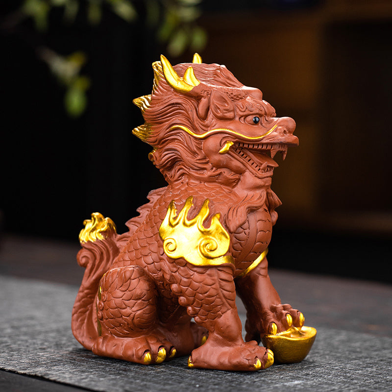 Kirin tea pet ornaments national style national trend boutique can be raised decoration auspicious beast creative home purple sand tea play tea table tea