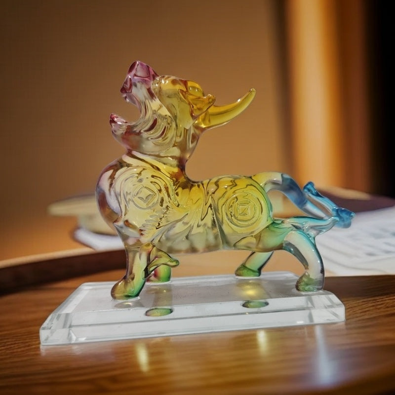 Auspicious beast crystal unicorn home living room Chinese style car office desktop fortune ornaments