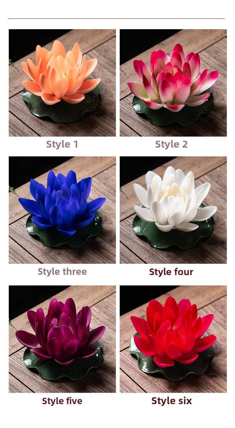 Ceramic color-changing lotus pure hand-made flower Zen ornaments can be inserted with incense Kung Fu tea ceremony color-changing tea pet tea set incense