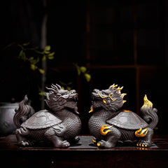 Purple sand tea pet ornaments can be used for home use to attract wealth, dragon turtle, pixiu, golden toad, office tea toys, fine tea ceremony accessories