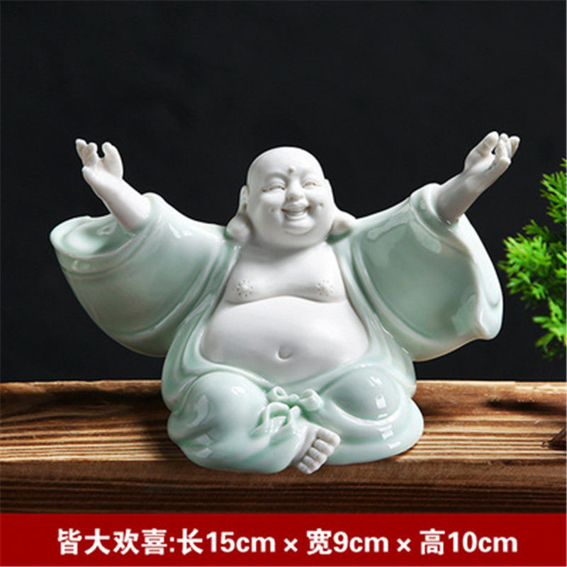 Big-bellied Maitreya Buddha tea pet ornaments boutique white porcelain vase rockery fish tank landscaping decoration tea play tea ceremony spare parts