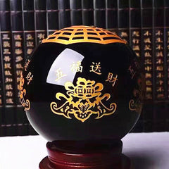 Tai Chi Bagua ball obsidian crystal ball five blessings fortune ball with base