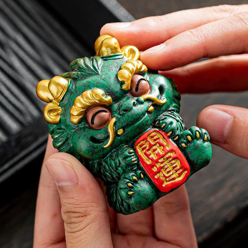 Chinese style cute healing Pixiu Qilin pair of living room entrance feng shui layout home fortune and wealth ornaments