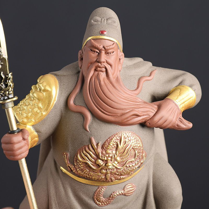 Purple sand can be used to raise the martial saint Guan Yu small ornaments home fortune-attracting boutique Guan Gong decoration tea pet tea play tea table decoration