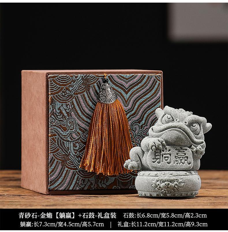 Green sandstone national trend style golden toad to attract wealth and win mascot tea pet tea play fish tank landscaping decoration ornaments