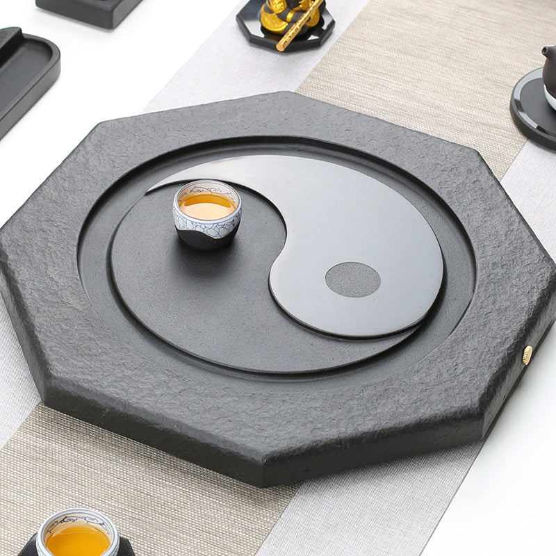 Tai Chi Bagua Wujin Stone Tea Tray Natural Raw Stone Round Stone Tea Sea Tea Set Home Integrated Stone Tea Tray Dual Use