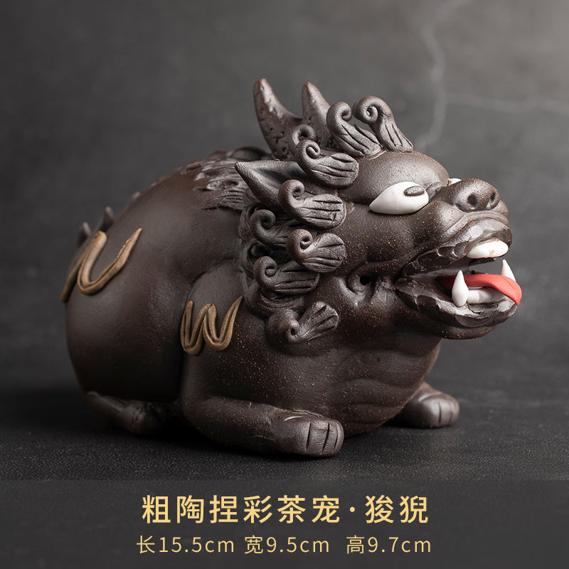 Qingshui Laoyan awakening lion tea pet ornaments can be raised on the tea table to attract wealth, personality, cute, creative desktop tea ceremony boutique accessories