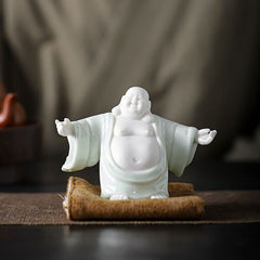 [Exquisite Ceramics] Dehua White Porcelain Maitreya Buddha Zen Tea Pet Ornaments Little Monk Tea Tray Tea Ceremony Supplies Accessories Car Decoration Supplies