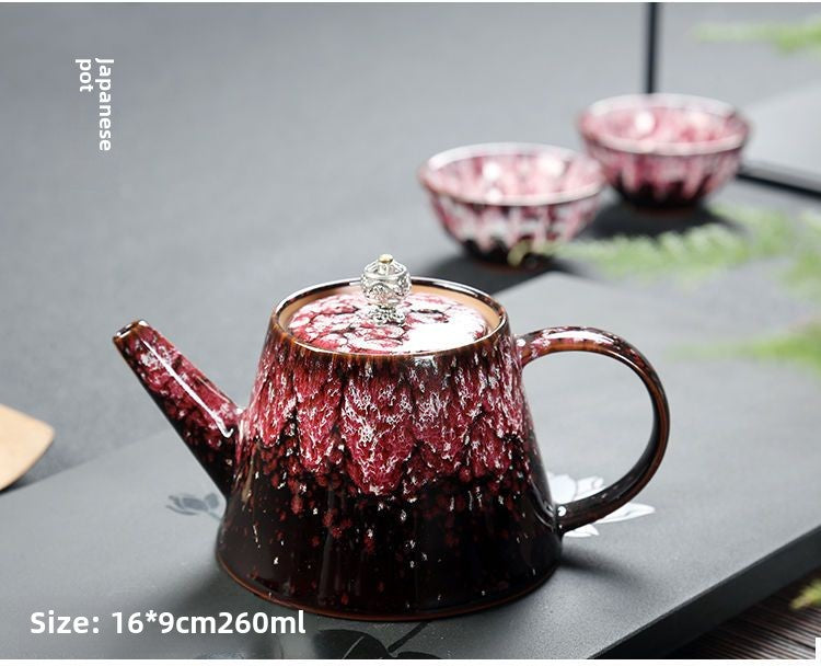 Kung Fu tea set household complete set office reception Jianzhan kiln change Jun kiln living room teapot tea cup simple