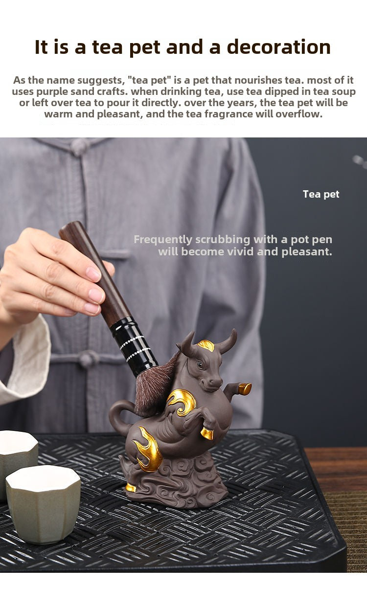 Purple clay zodiac ox fortune tea pet boutique can be raised ox year home gift decoration ornaments tea toys tea set spare parts