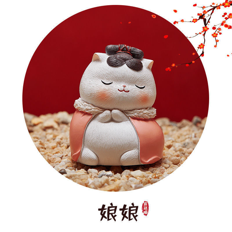 Forbidden City cat cute resin small ornaments royal cat car decoration Japanese healing gift office desktop