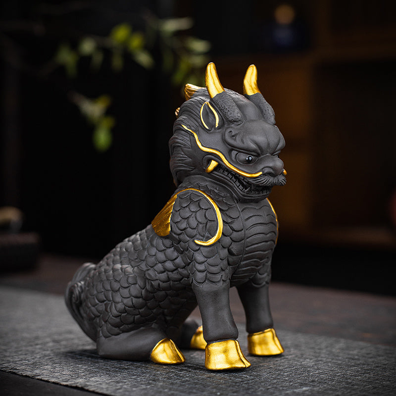 Kirin tea pet ornaments national style national trend boutique can be raised decoration auspicious beast creative home purple sand tea play tea table tea