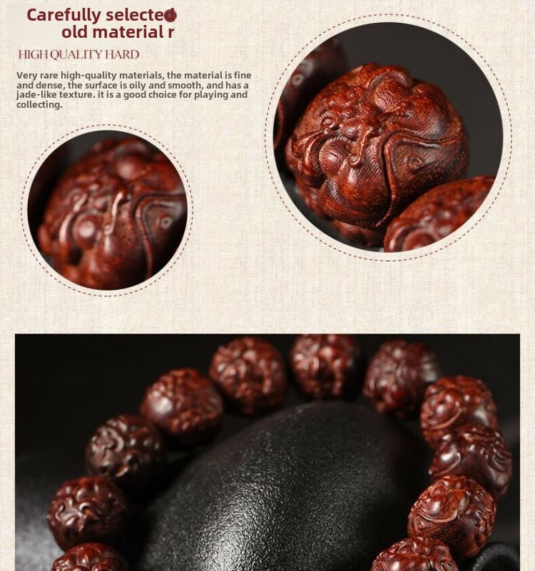 Indian Kirin bracelet carved Buddhist beads bracelet sandalwood play Kirin bracelet hand piece 1.5cm*15 pieces