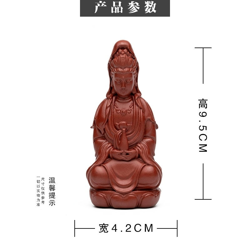 Yixing Premium Purple Clay Guanyin Bodhisattva Tea Pet Ornament Tea Set Cultivable Buddha Statue Pure Handmade Tea Play Carved Buddha Statue