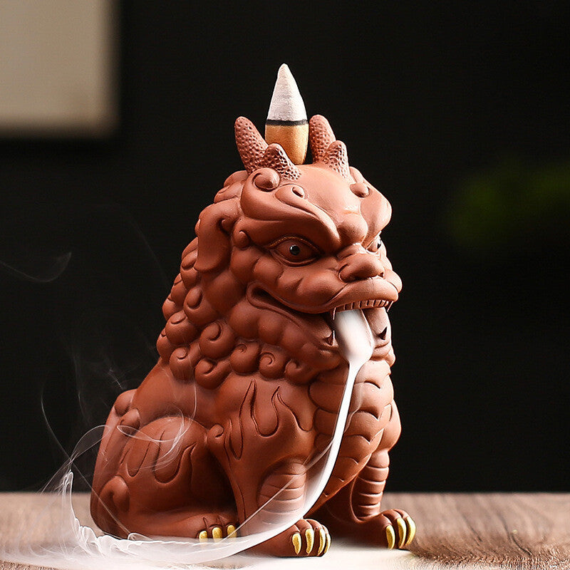 Creative backflow incense burner sandalwood burner Pixiu purple sand tea pet ornaments boutique tea table Kung Fu tea set accessories