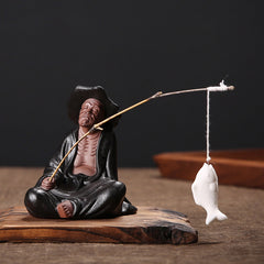 Zen purple sand creative figure Jiang Taigong fishing ornaments home living room aromatherapy burner incense holder tea pet decorations