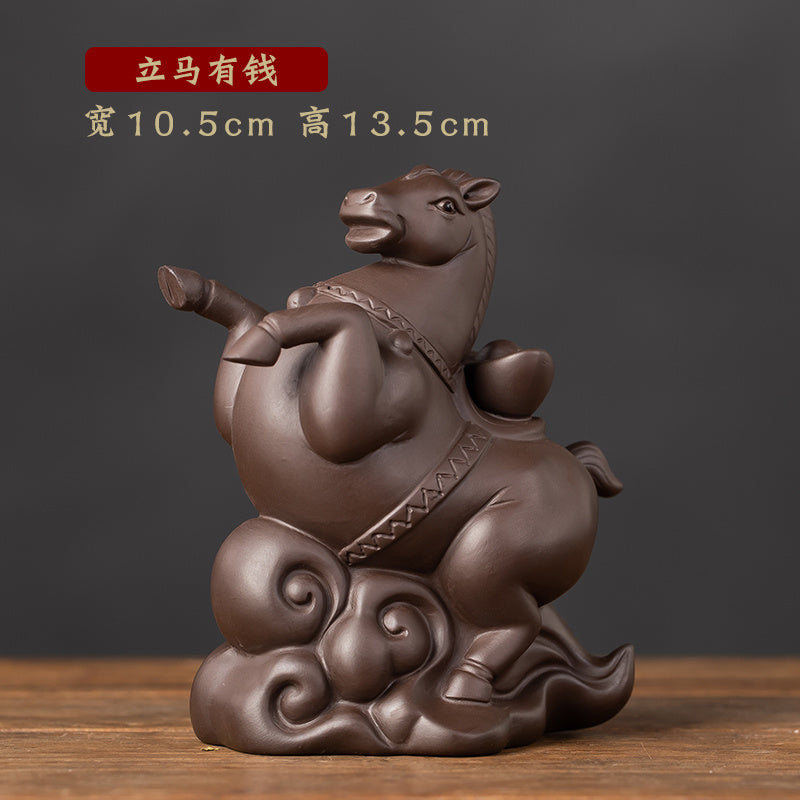 Creative twelve zodiac purple sand tea pet ornaments, you can immediately have money to raise tea ceremony boutique fortune zodiac tea set accessories