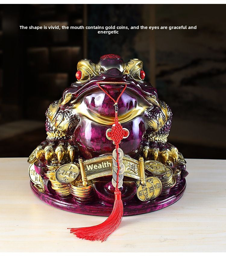 Purple Qi Donglai Lucky Golden Toad Ornaments High-end Opening Gift Office Home Shop Bar Golden Cicada Crafts