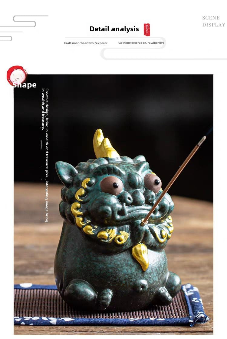 Creative ceramic Pixiu aromatherapy furnace ornaments home indoor fortune kiln change tea pet tea play line incense holder incense burner