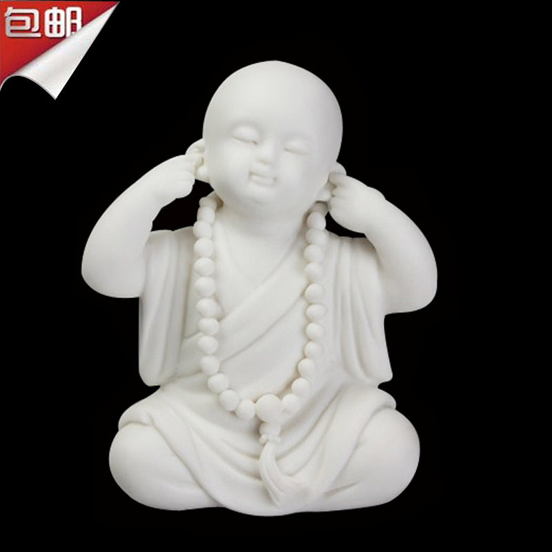 Creative boutique Dehua white porcelain Zen little monk tea pet ornaments handmade ceramic little monk home decoration