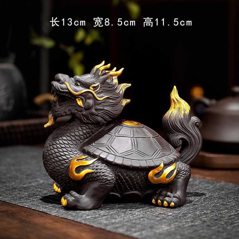 Purple sand tea pet ornaments can be used for home use to attract wealth, dragon turtle, pixiu, golden toad, office tea toys, fine tea ceremony accessories