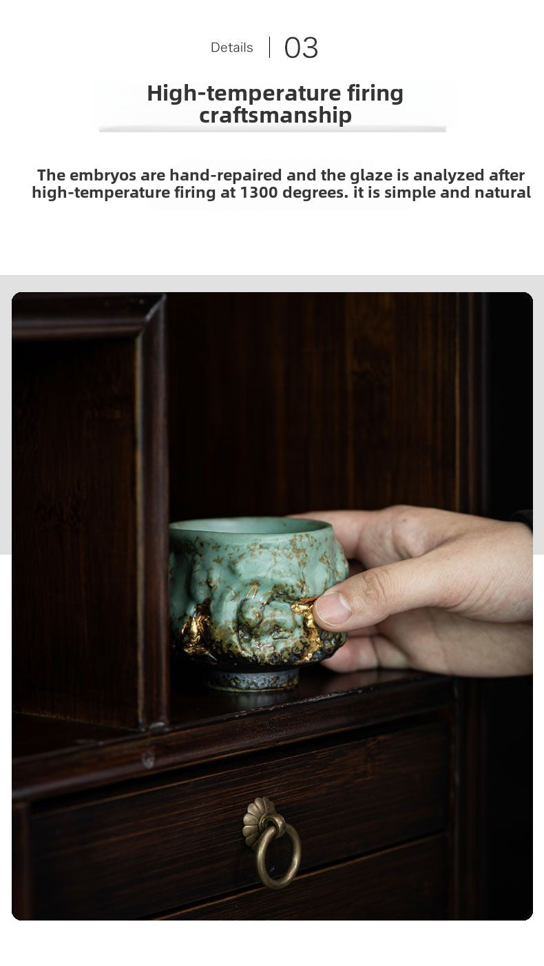 Master Cup Dunhuang Rabbit Master Cup Jianzhan Handmade Cultural and Creative Cup Gold-painted High-end Retro Tea Cup Tea Cup Gift Box