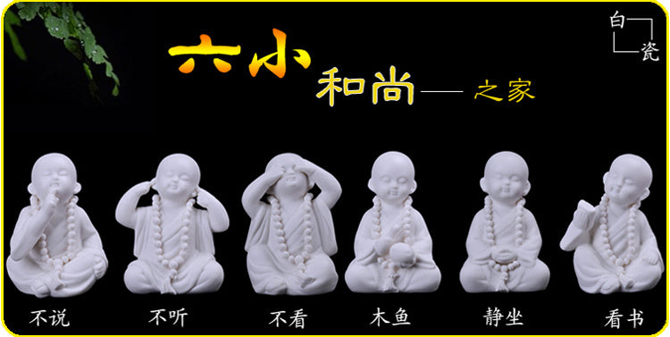 Creative boutique Dehua white porcelain Zen little monk tea pet ornaments handmade ceramic little monk home decoration