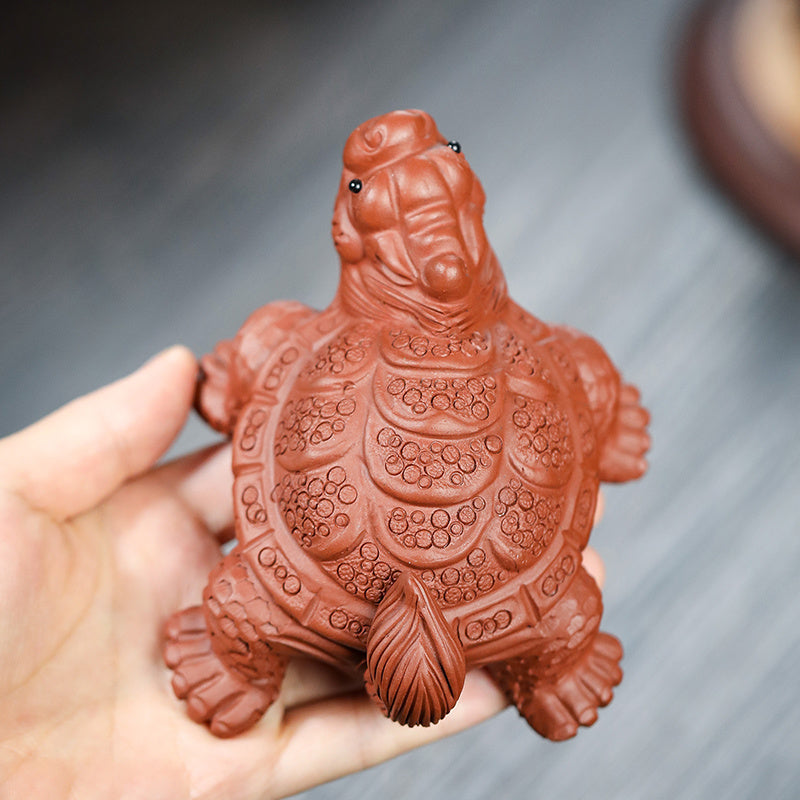 Yixing purple clay tea pet high-end boutique purple clay bronze clay rich in the world dragon turtle mythical beast ornaments creative model can be raised