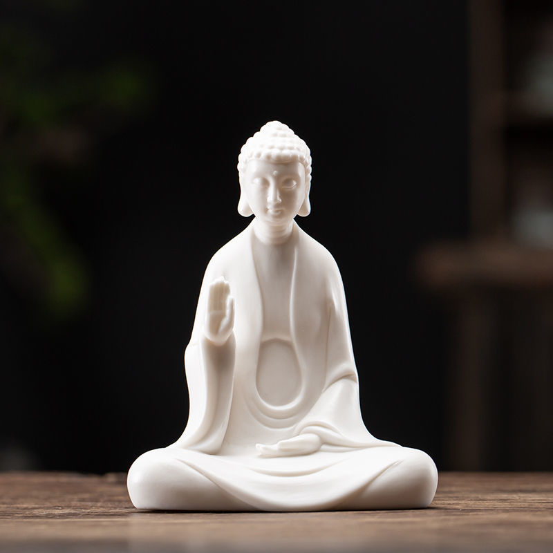 White porcelain small Buddha tea pet tea play can be raised Zen Buddha statue ornaments boutique Creative safety decoration crafts