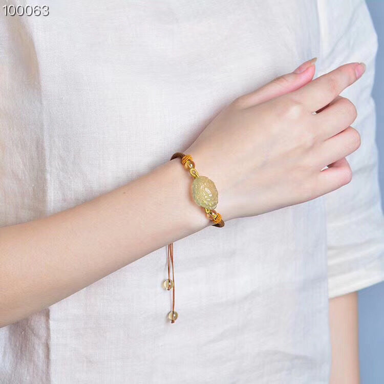 Lucky natural yellow crystal golden toad bracelet couple bracelet zodiac year fortune fortune bracelet men and women gift