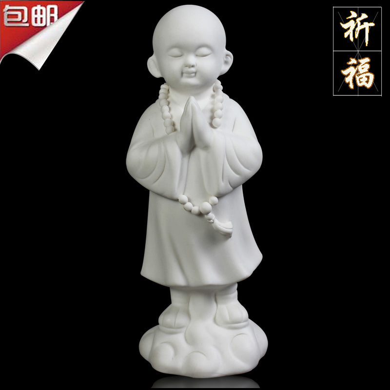 Creative boutique Dehua white porcelain Zen little monk tea pet ornaments handmade ceramic little monk home decoration