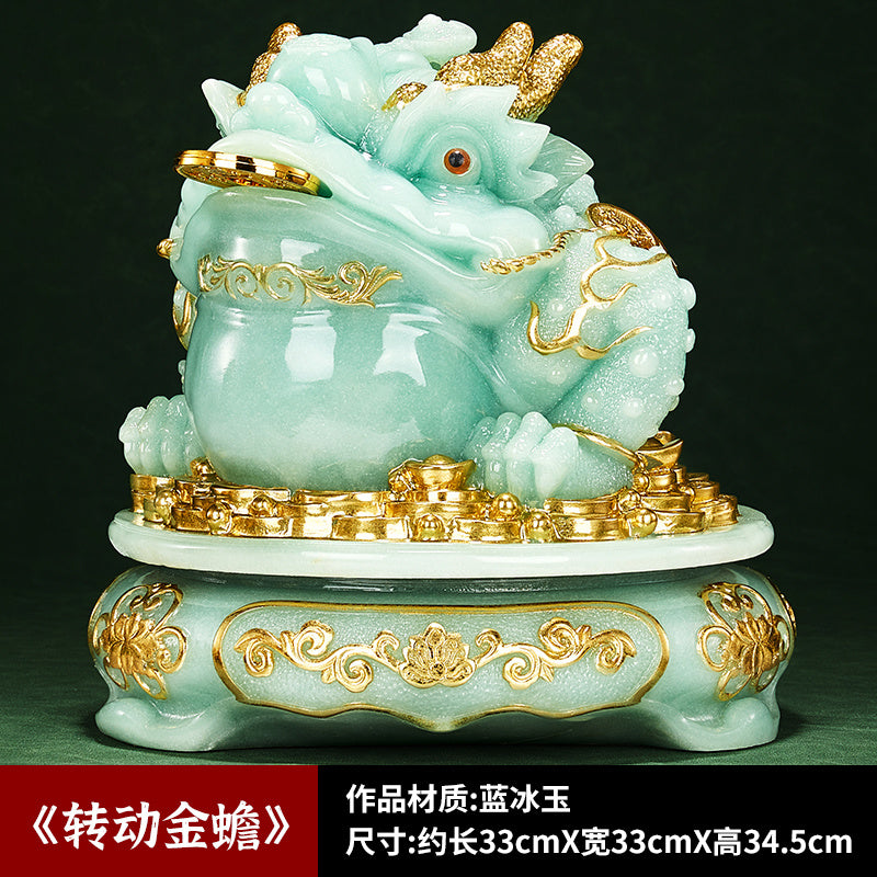 Jade golden toad ornaments to attract wealth golden cicada toad living room high-end atmosphere office table shop relocation opening gift