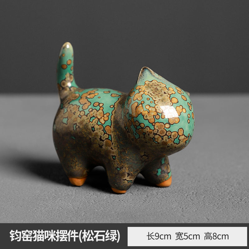 Forbidden City creative cute ceramic kitten ornaments desktop living room coffee table decoration fish tank potted landscape tea pet