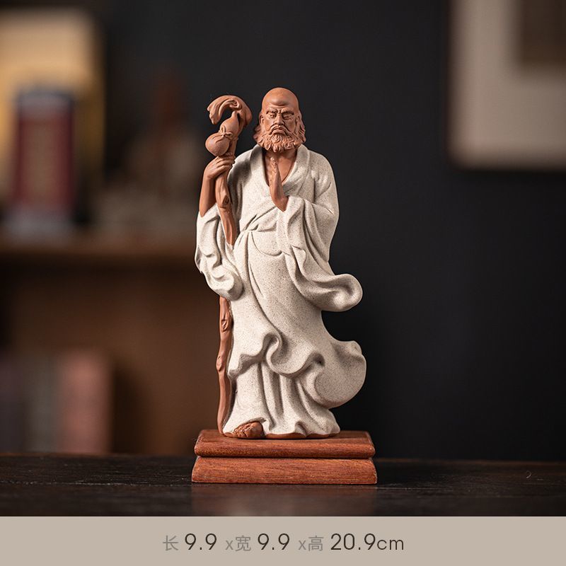 Zen ceramic sculpture of Bodhidharma, a figure on the desktop, a tea pet for the living room, a tea room, a shelf for decoration