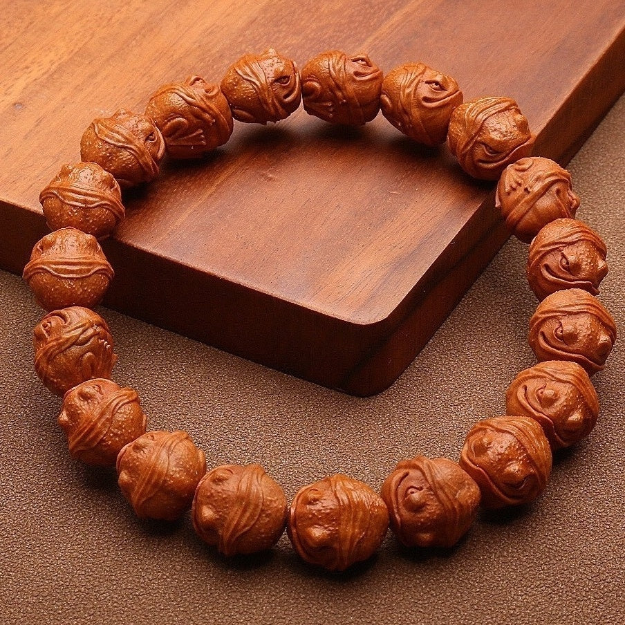 Monkey head walnut carved golden toad toad toad sentimental play bracelet genuine pure natural pure handmade