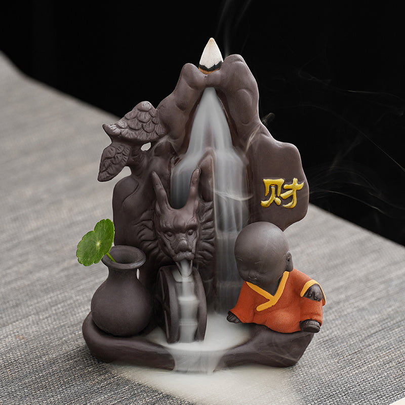 Creative tea pet purple sand backflow incense burner tea ceremony home indoor mountain stream incense ornaments sandalwood agarwood incense