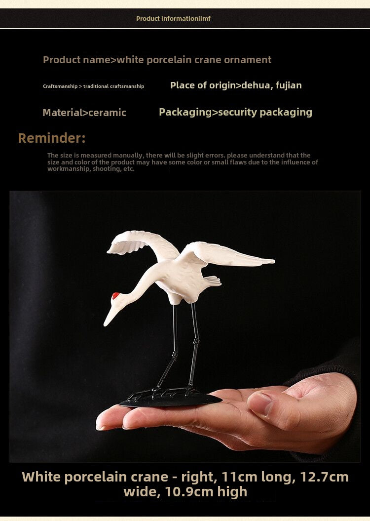 Creative Dehua white porcelain crane boutique can be raised tea pet ornaments office living room study desktop decoration gift