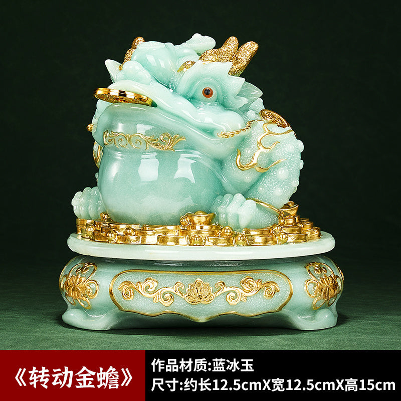 Jade golden toad ornaments to attract wealth golden cicada toad living room high-end atmosphere office table shop relocation opening gift