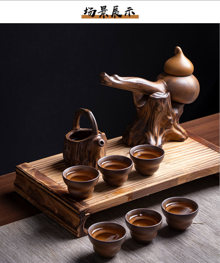 [Modern Chinese style] Special price lazy fully automatic Kung Fu tea set for home drinking tea, high-end, simple, retro, creative, ceramic, anti-scalding