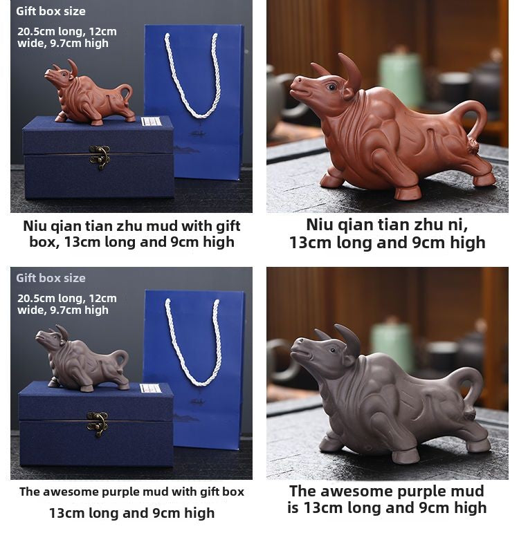 Purple clay zodiac ox fortune tea pet boutique can be raised ox year home gift decoration ornaments tea toys tea set spare parts