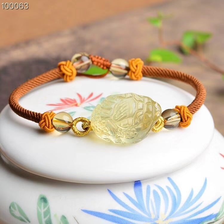 Lucky natural yellow crystal golden toad bracelet couple bracelet zodiac year fortune fortune bracelet men and women gift