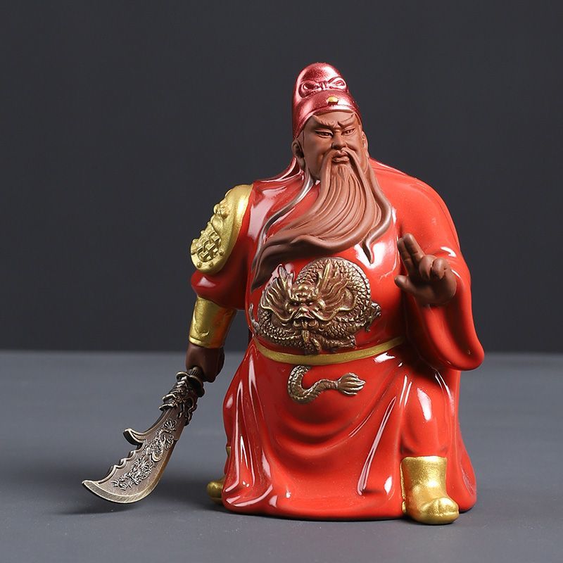 Purple sand can be used to raise the martial saint Guan Yu small ornaments home fortune-attracting boutique Guan Gong decoration tea pet tea play tea table decoration