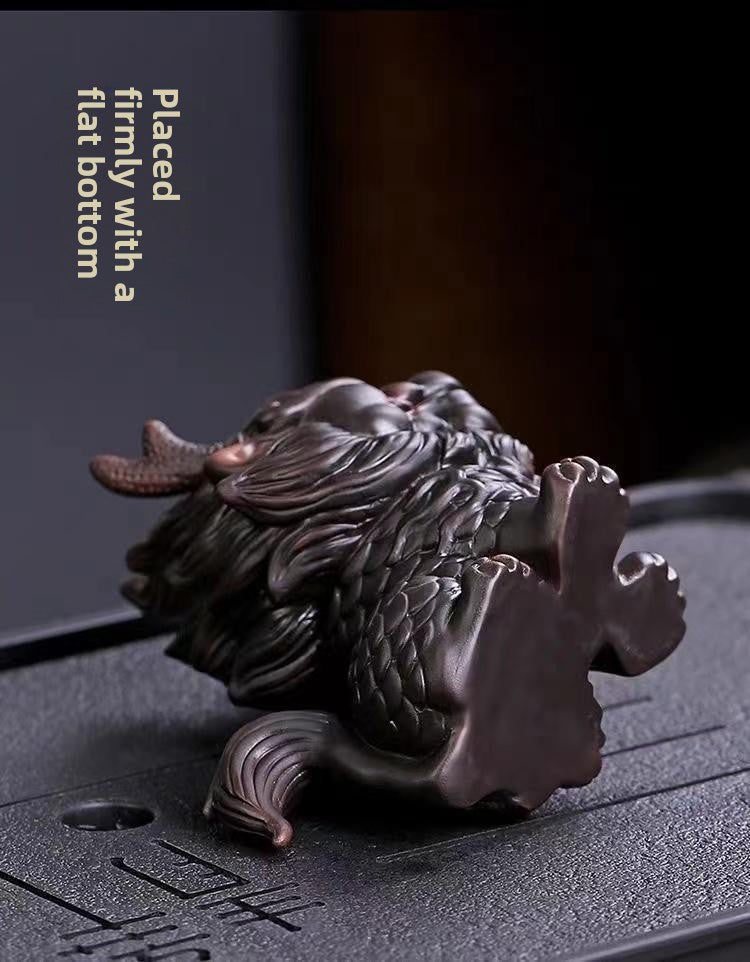 Ancient Trade Kiln Purple Pottery Fire Kirin Tea Pet Ornaments Boutique Can Be Raised High-end Fortune Beast Tea Table Tea Table Ornaments Tea Toys