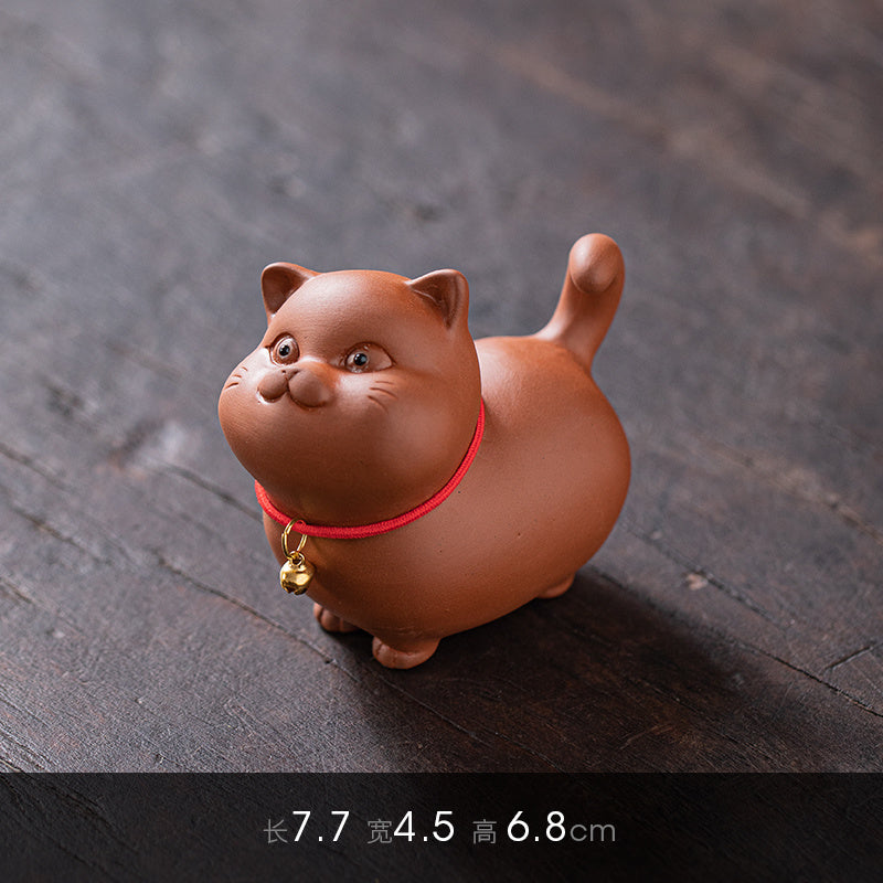 Yuxuan purple sand tea pet cute cat ornaments bell lucky cat creative tea play tea art home desktop ornaments