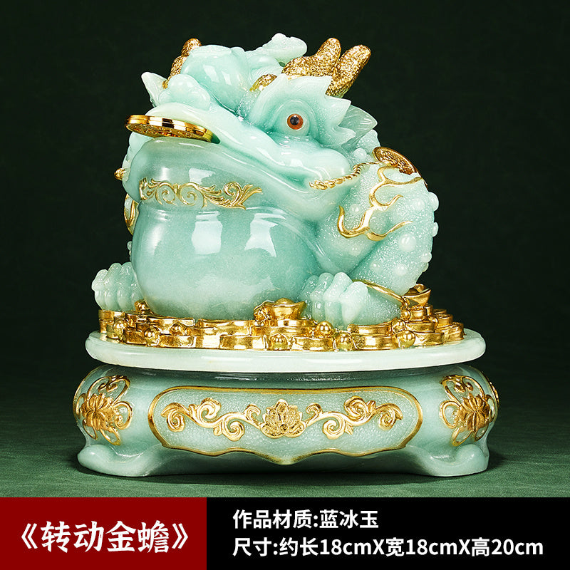 Jade golden toad ornaments to attract wealth golden cicada toad living room high-end atmosphere office table shop relocation opening gift