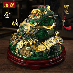 Lucky Golden Toad Ornaments Rotating Three-legged Toad Entrance TV Cabinet Office Decoration Shop Opening Hotel Gift