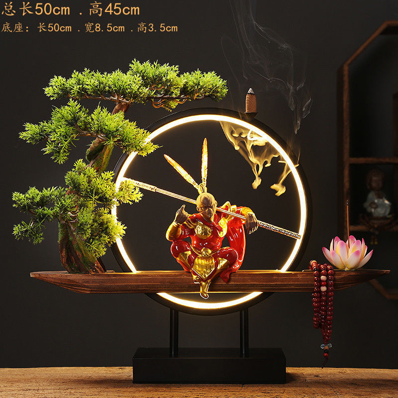 [The golden hoop can be removed] White porcelain fighting Buddha Monkey King Sun Wukong ornaments home porch living room wine cabinet decoration tea tray tea pet